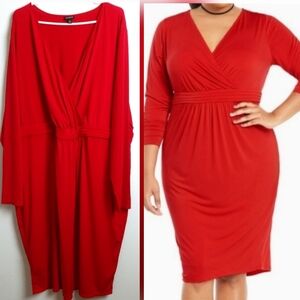 Torrid Red Holiday Sheath Dress with 3/4 Dolman Sleeves Size 4-26/4X